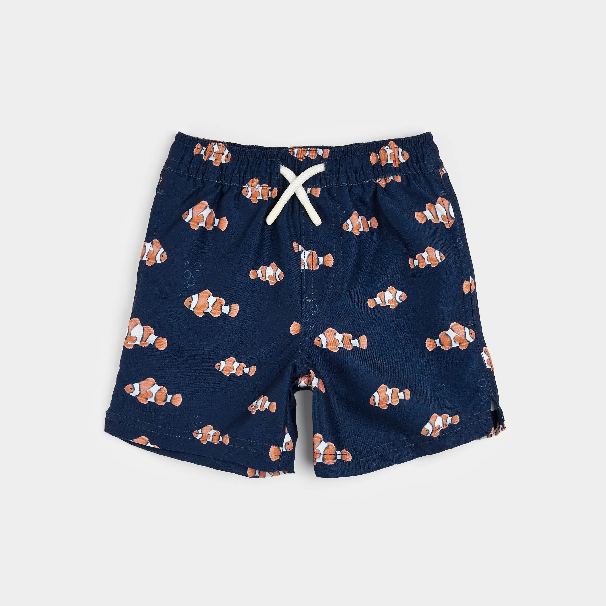 Clownfish Print on Dress Blues Swim Trunks