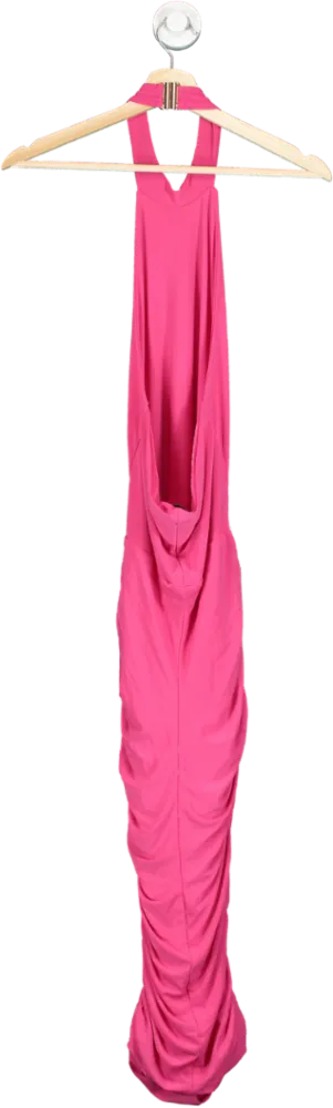 Club L London Pink Ruched Maxi Dress UK 8