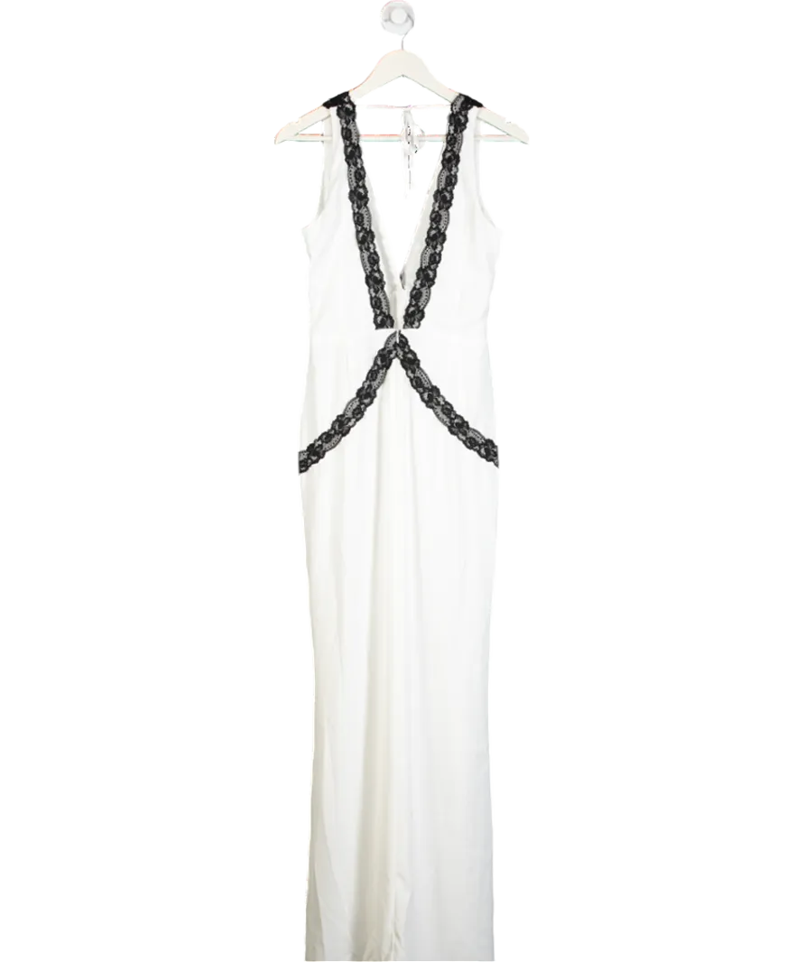 Club L White Cirilla Plunge Maxi Dress UK 12