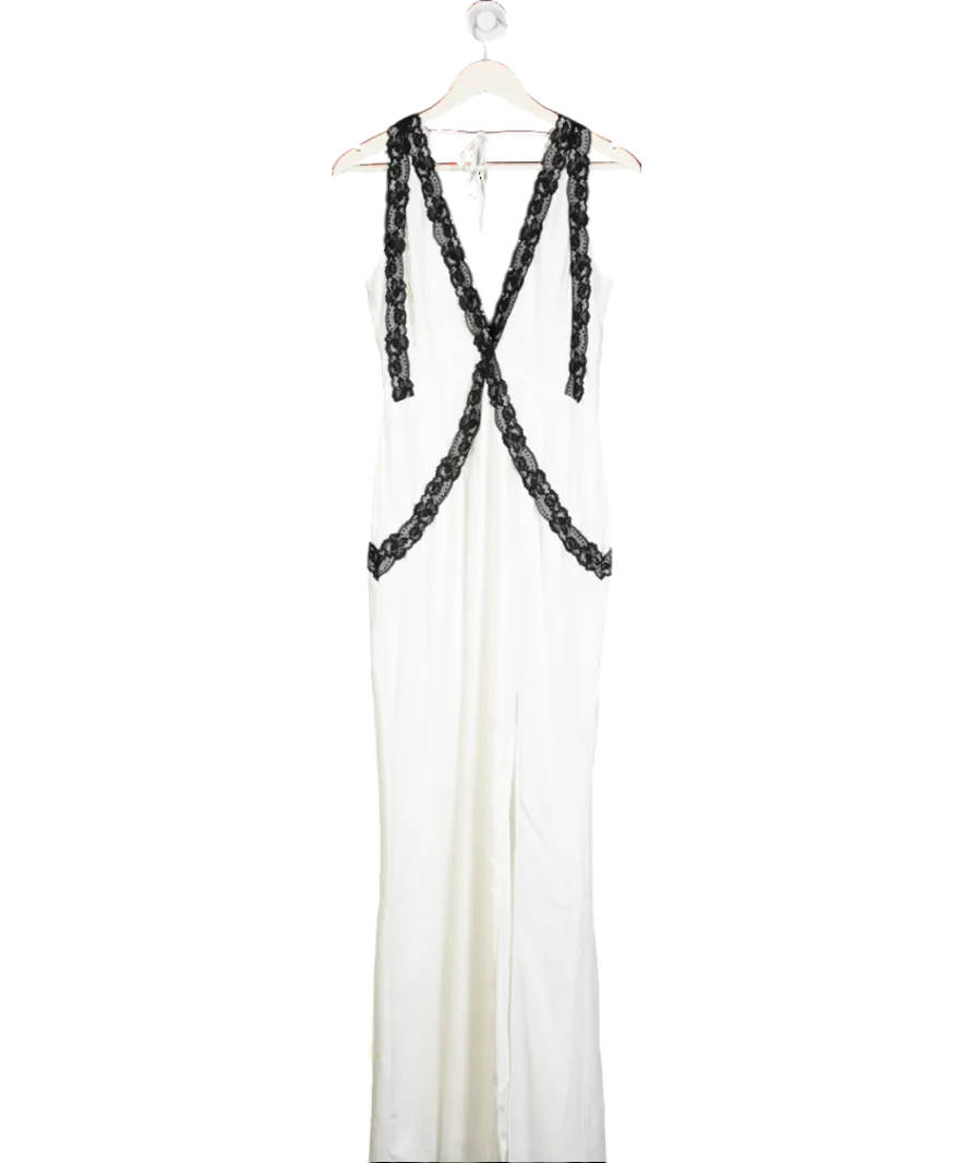 Club L White Cirilla Plunge Maxi Dress UK 12