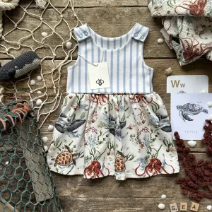 Coastal Stripe   Sea Creatures Hybrid Dress
