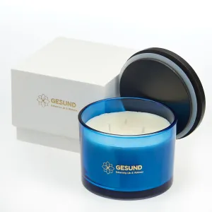 Cobalt Blue Candle 3-Wick - Scented Lemongrass Basil