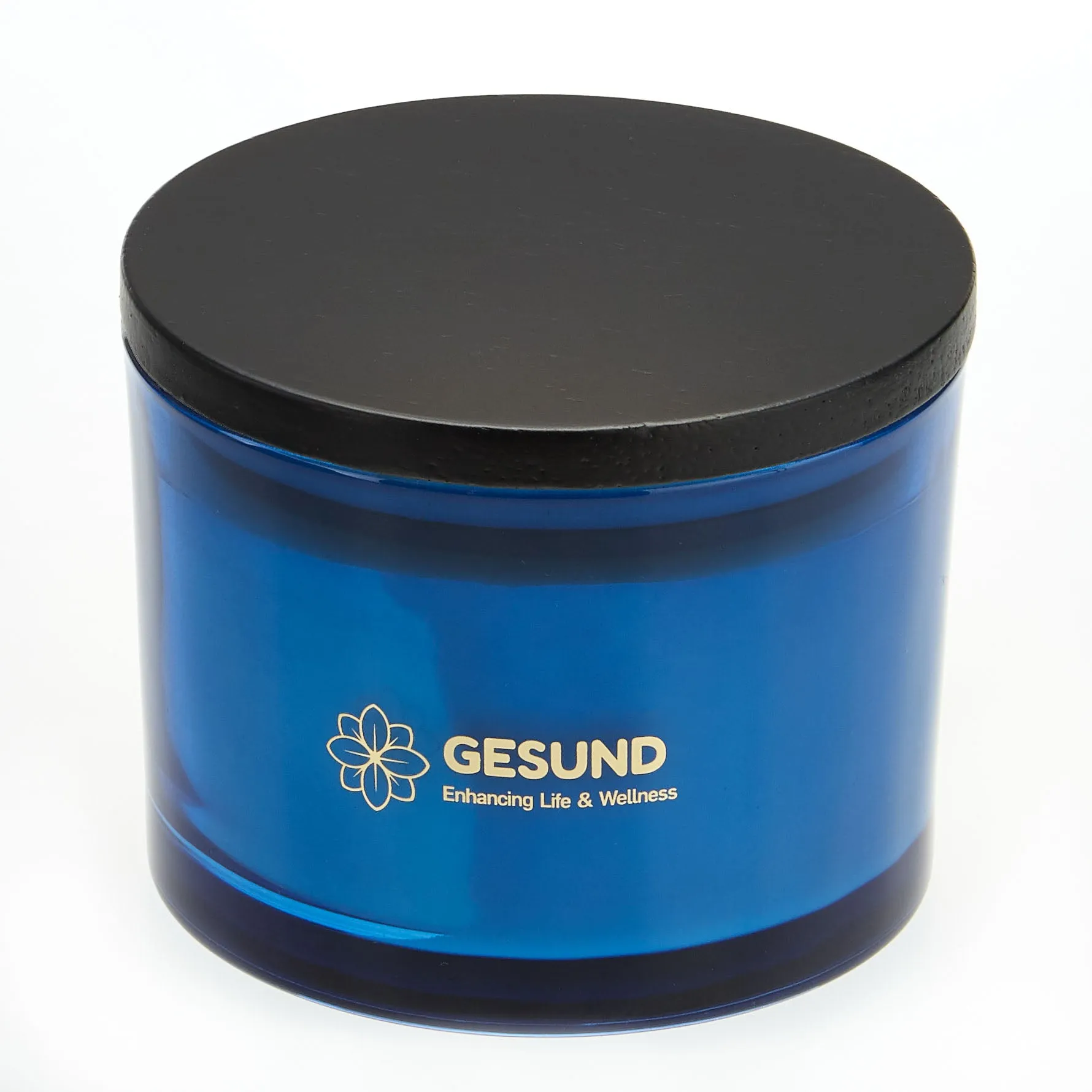 Cobalt Blue Candle 3-Wick - Scented Lemongrass Basil