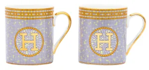 Coffee Mugs Set of 2 - Bone China Mugs with Mosaic Pattern Fancy Mugs for Coffee, Tea, or Drinking 10 Oz for Daily use, a Gift or all Occasions