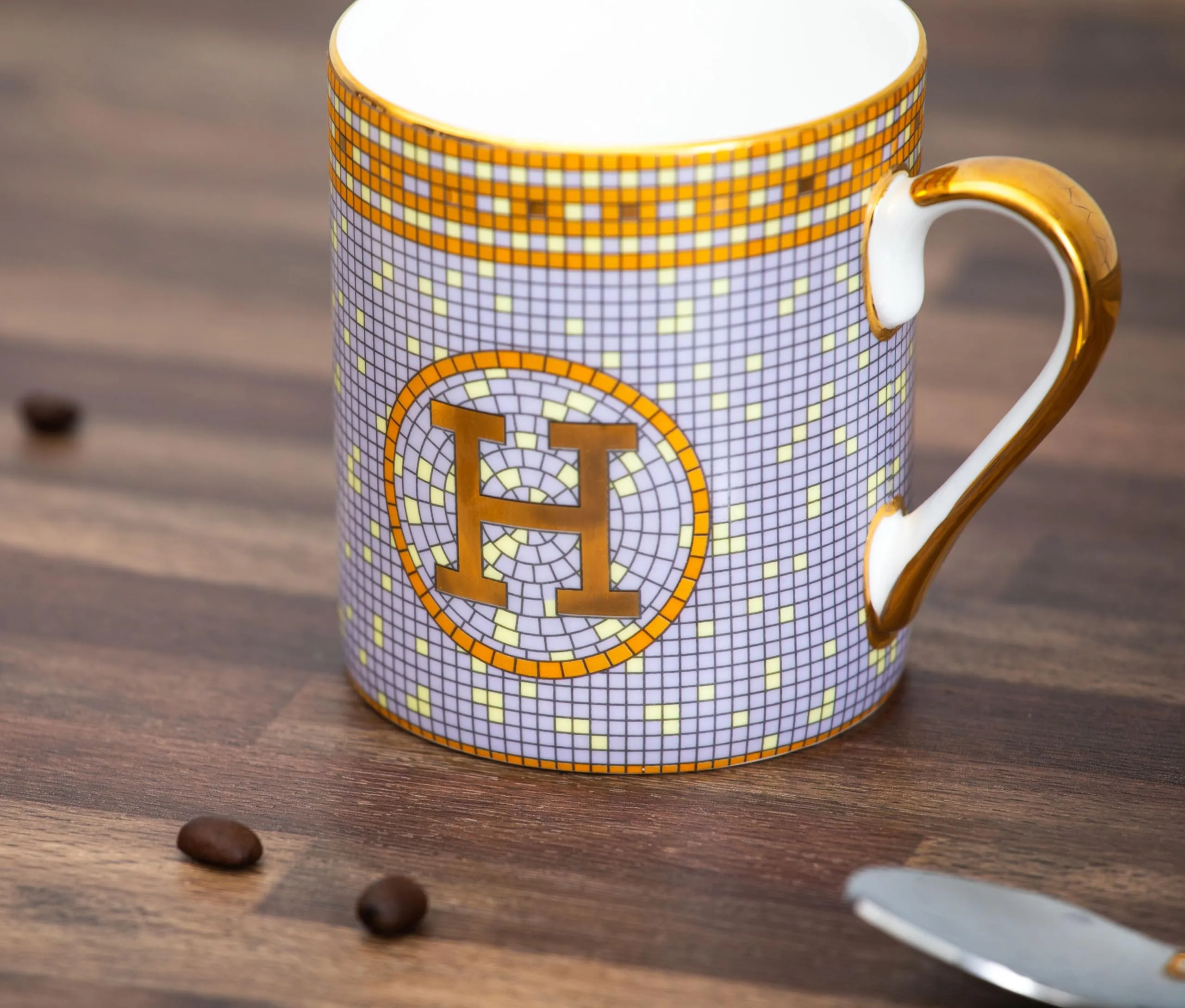 Coffee Mugs Set of 2 - Bone China Mugs with Mosaic Pattern Fancy Mugs for Coffee, Tea, or Drinking 10 Oz for Daily use, a Gift or all Occasions
