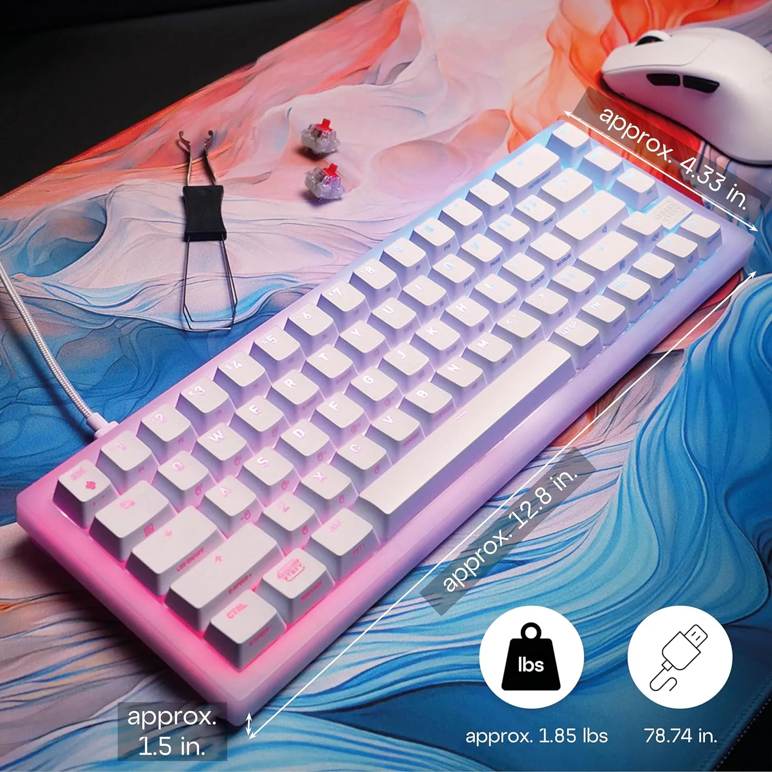 Compact Mechanical Gaming Keyboard 65% Hot-Swappable