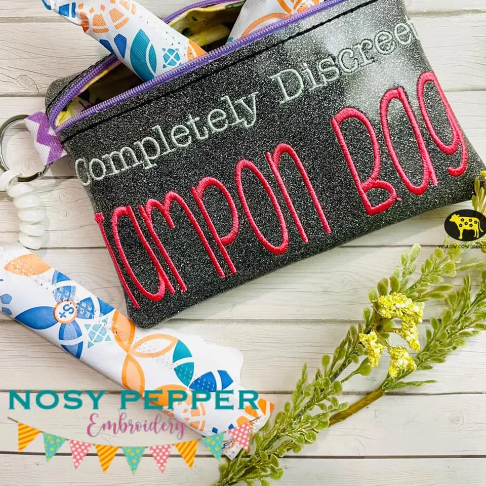 Completely discreet Tampon Bag ITH Bag (4 sizes available) machine embroidery design DIGITAL DOWNLOAD