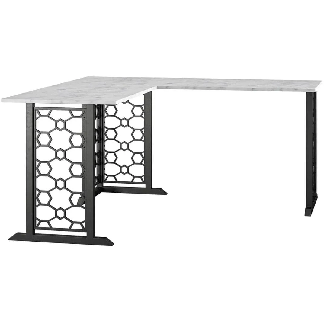 Contemporary L-Shaped Desk with Black Legs