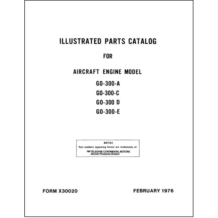 Continental GO-300 Series Parts Catalog (X-30020)