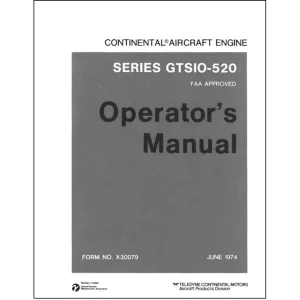 Continental GTSIO-520 Series 1974 Operator's Manual (X30079)