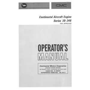 Continental IO-346-A Engine Operator's Manual (X30029)