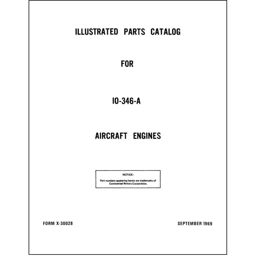 Continental IO-346-A Engine Parts Manual (COIO-346A-69-PC)