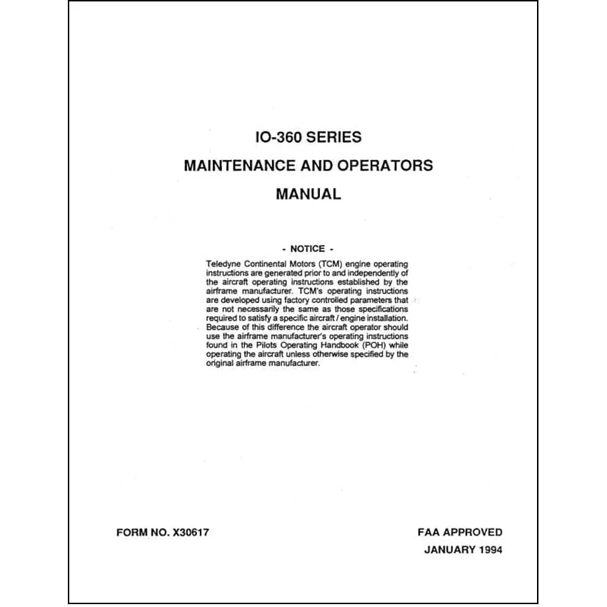 Continental IO-360 Series 1994 Operators & Maintenance (X30617)