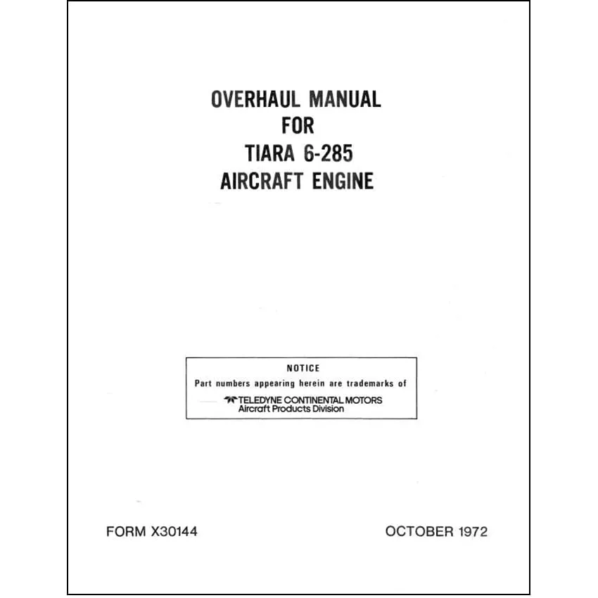 Continental Tiara 6-285 1972 Overhaul Manual (X-30144)