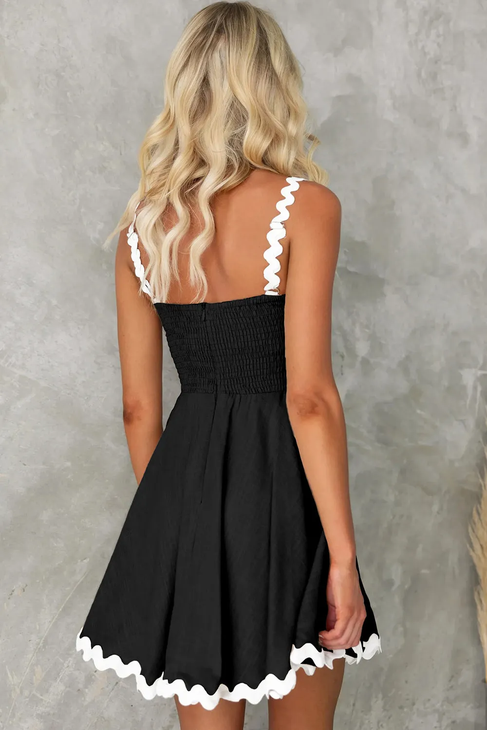 Contrast Color Zig Zag Square Neck Mini Dress (6 Colors)