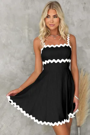 Contrast Color Zig Zag Square Neck Mini Dress (6 Colors)