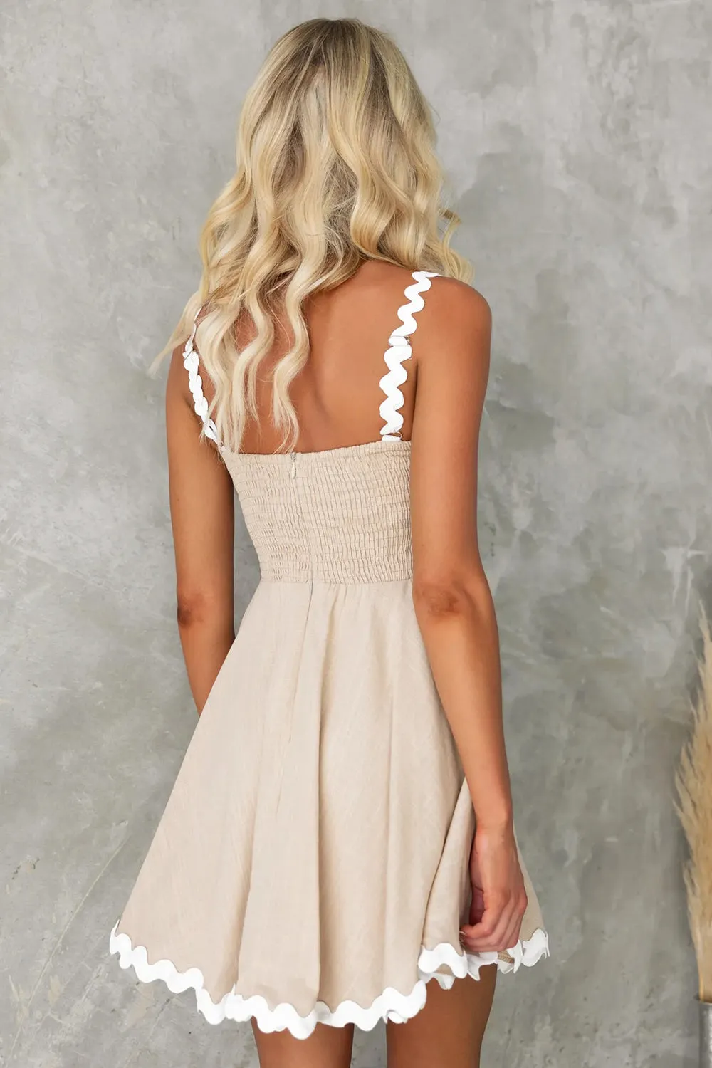 Contrast Color Zig Zag Square Neck Mini Dress (6 Colors)