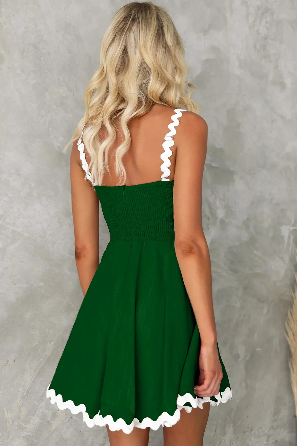 Contrast Color Zig Zag Square Neck Mini Dress (6 Colors)
