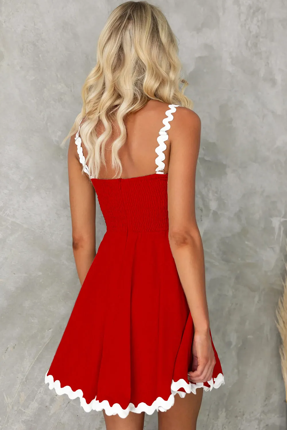 Contrast Color Zig Zag Square Neck Mini Dress (6 Colors)