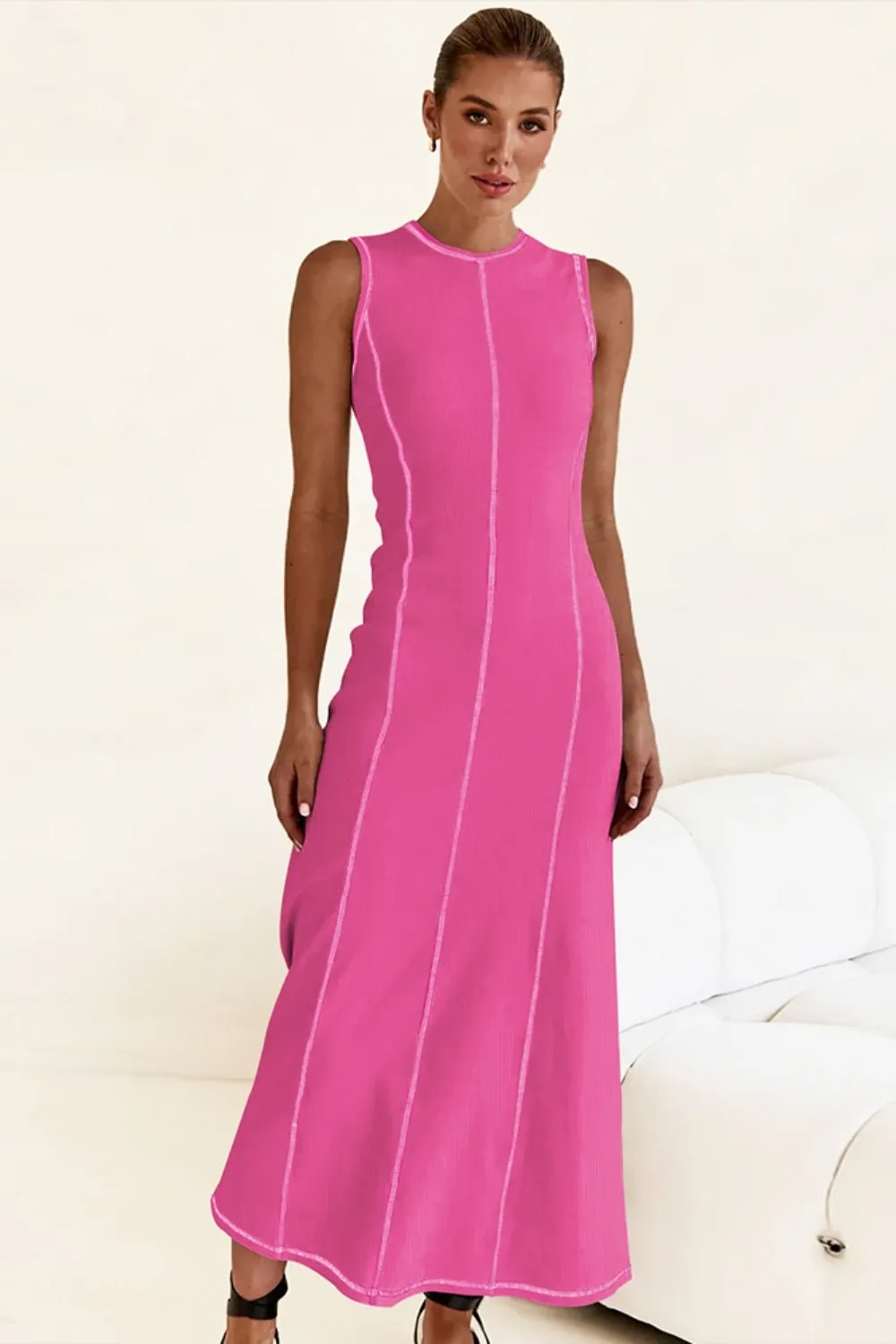 Contrast Stitching Maxi Tank Dress