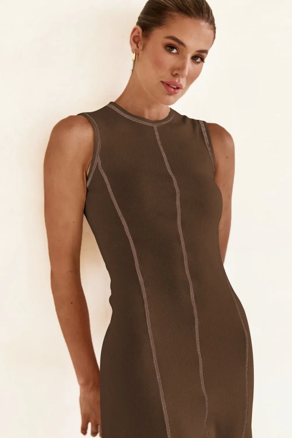 Contrast Stitching Maxi Tank Dress