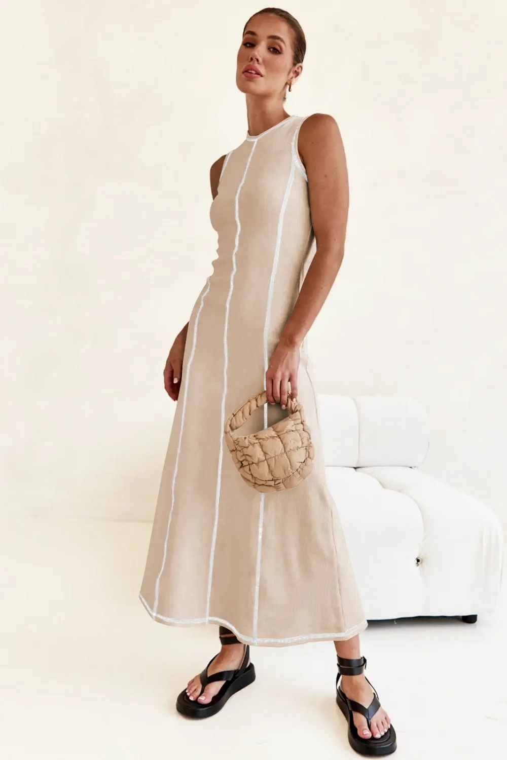 Contrast Stitching Maxi Tank Dress