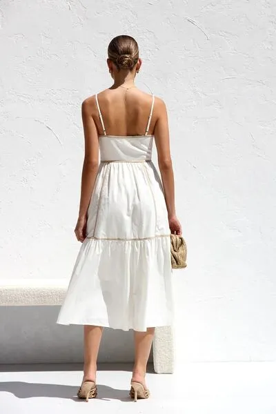 Contrast Trim Square Neck Midi Cami Dress
