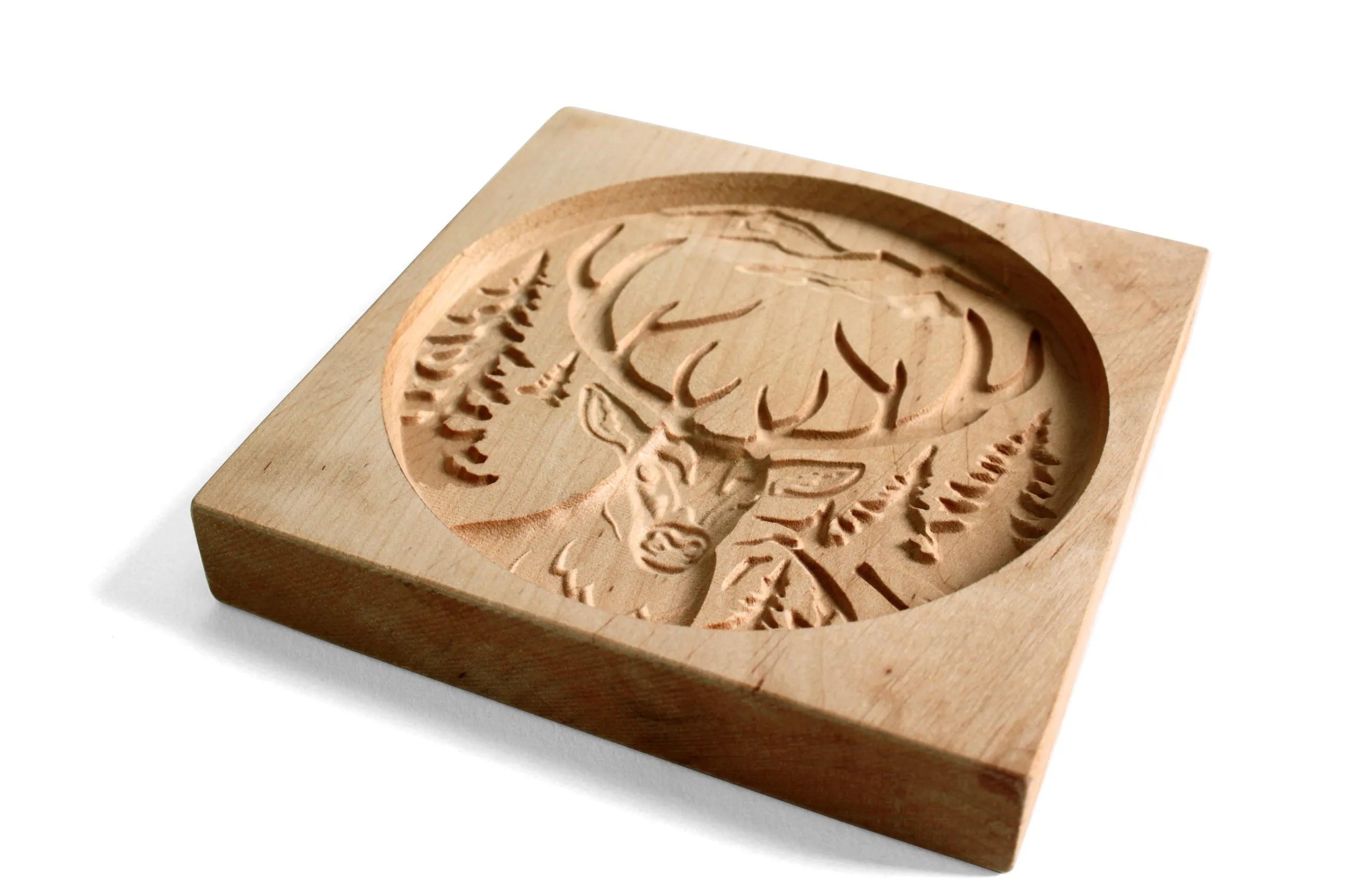 Cookie Mold, Forest Reindeer Springerle Mold, Wooden Cookie Embosser, Clay Mold, Gingerbread, Speculaas, Shortbread Stamp, Cookie Cutter, Christmas Gift