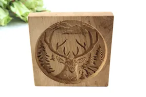 Cookie Mold, Forest Reindeer Springerle Mold, Wooden Cookie Embosser, Clay Mold, Gingerbread, Speculaas, Shortbread Stamp, Cookie Cutter, Christmas Gift