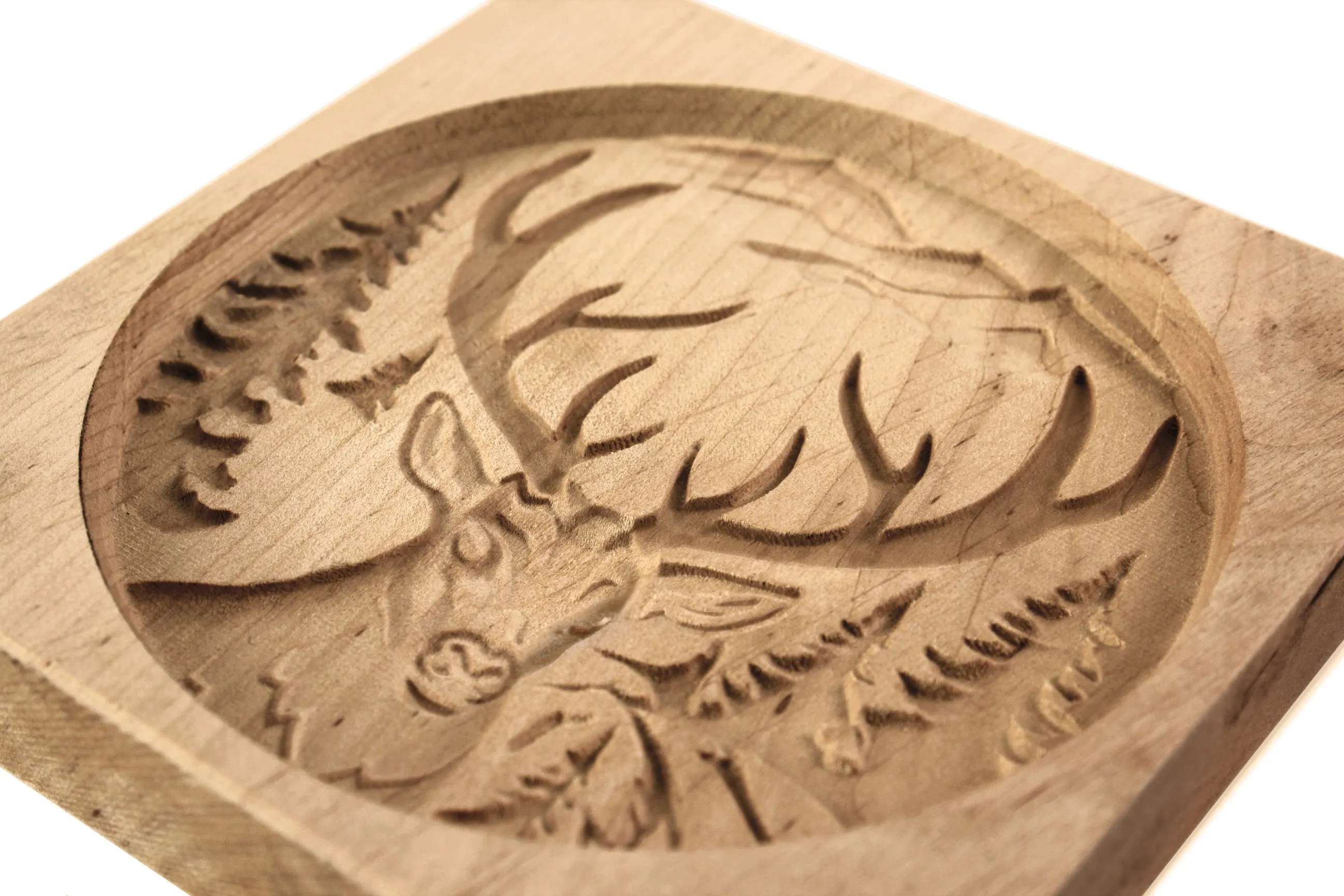 Cookie Mold, Forest Reindeer Springerle Mold, Wooden Cookie Embosser, Clay Mold, Gingerbread, Speculaas, Shortbread Stamp, Cookie Cutter, Christmas Gift