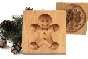 Cookie Mold, Gingerbread Man Christmas Cookie Cutter, Springerle Mold, Wooden Biscuit Stamp, Speculaas, Cookie Embosser, Shortbread Stamp, Xmas Gift