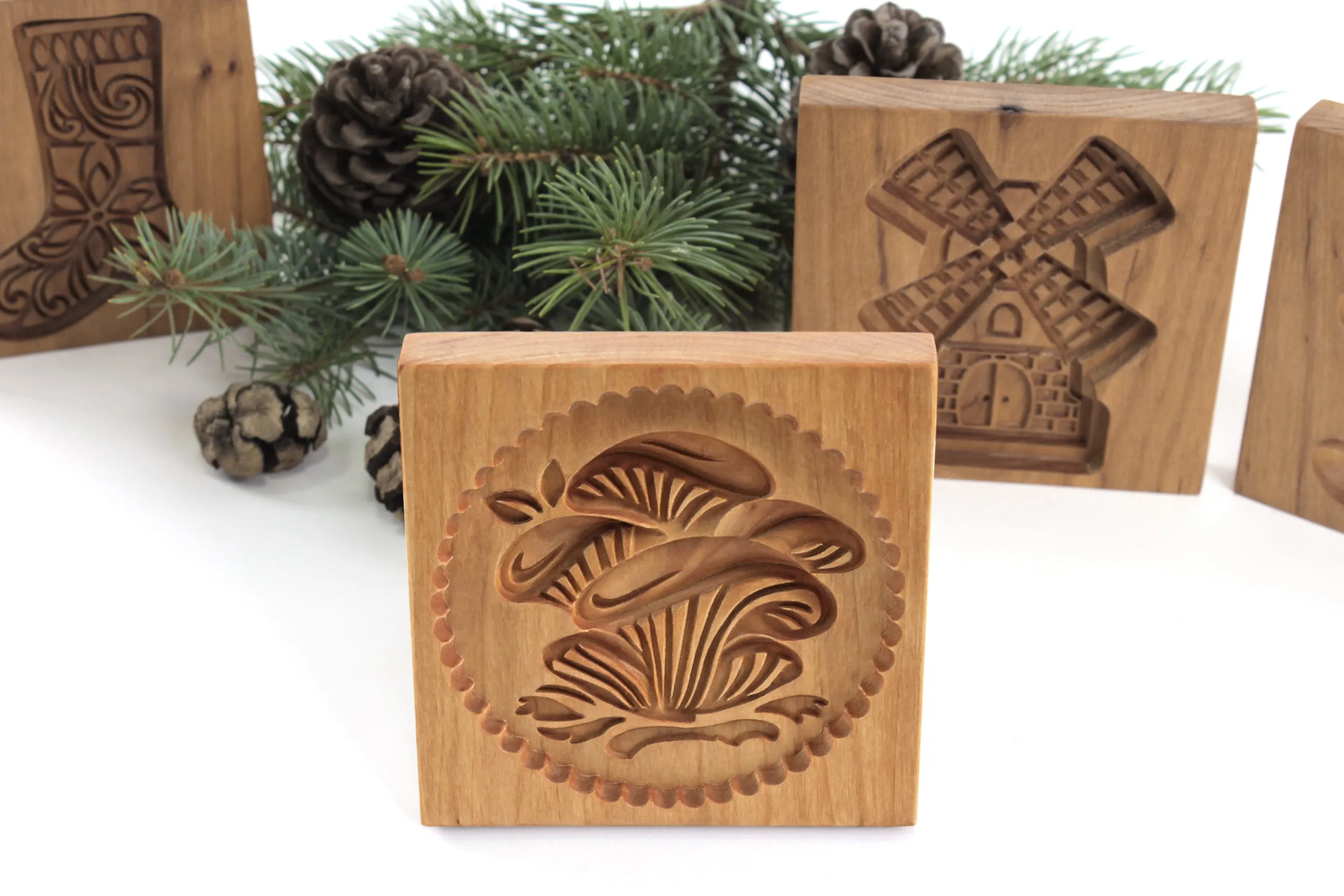 Cookie Mold,  Сhanterelles Springerle Mold, Girolles Xmas Cookie Cutter, Gingerbread, Speculaas, Clay Mold Gift, Christmas Gift