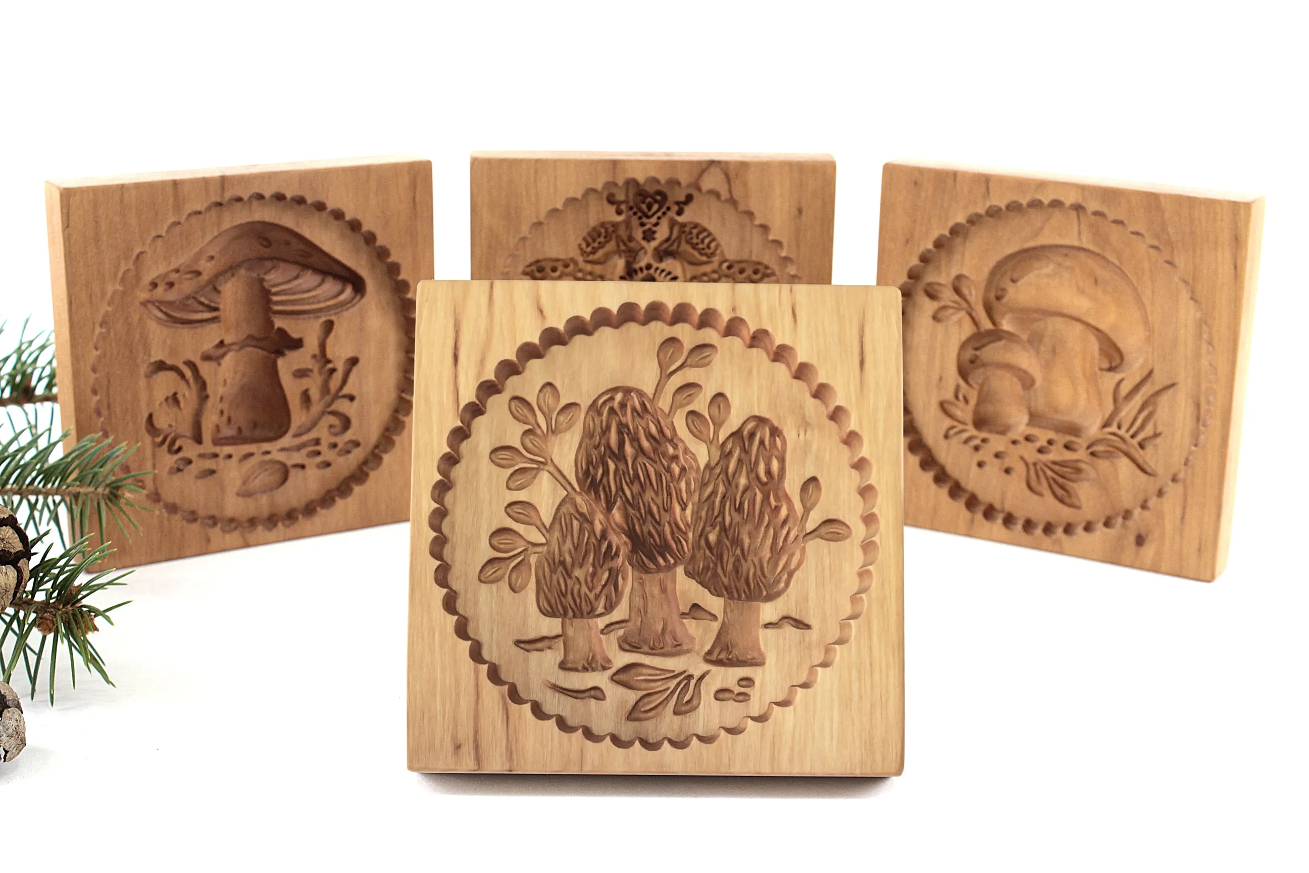 Cookie Mold,  Morel Mushrooms Wooden Cookie Mold, Girolles Xmas Cookie Cutter, Gingerbread, Speculaas, Clay Mold Gift, Christmas Gift
