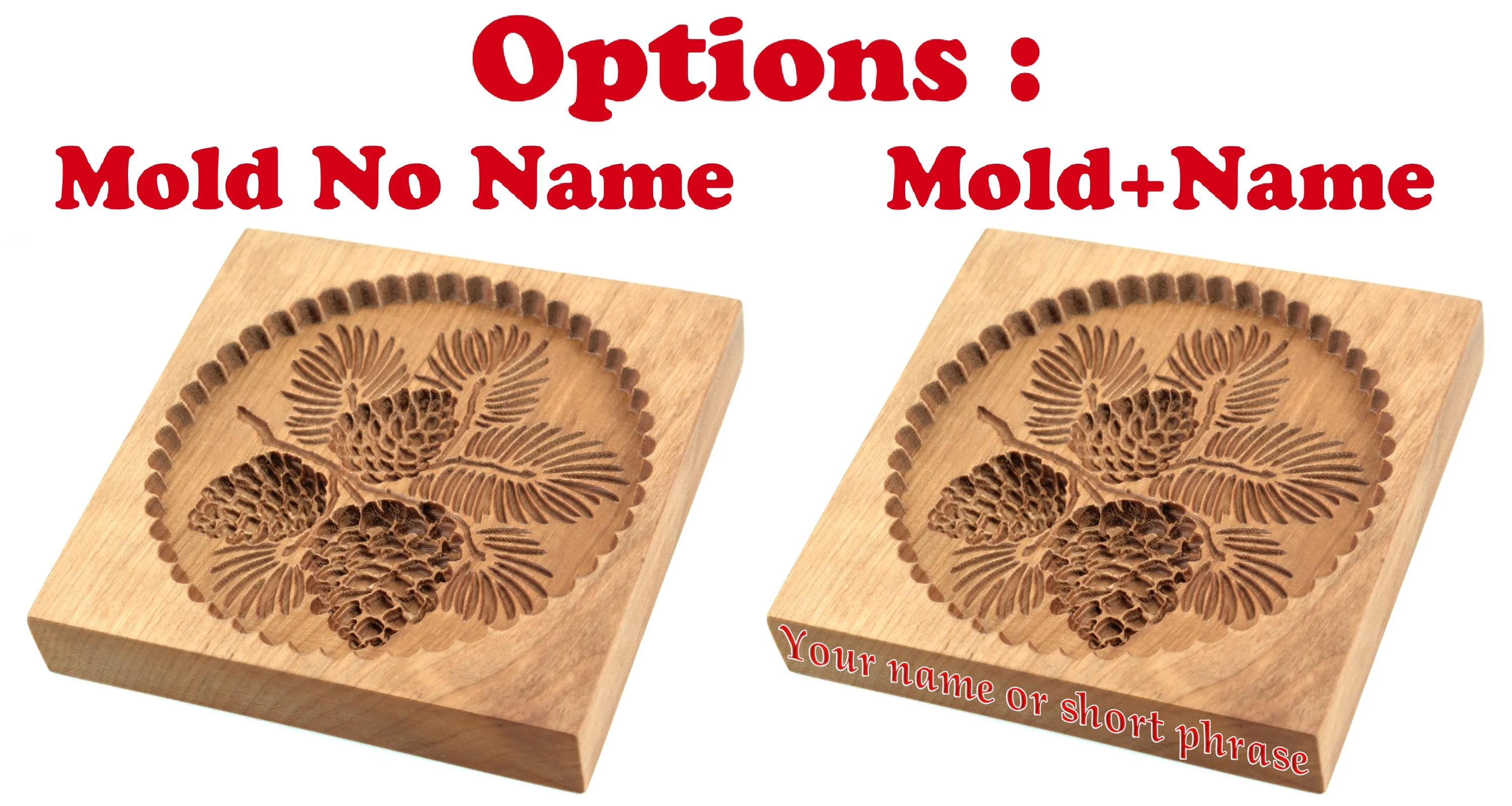 Cookie Mold, Pine Cones Springerle Mold, Wooden Cookie Embosser, Christmas Cookie Cutter, Gingerbread, Speculaas, Clay Mold, Gift