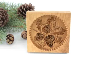 Cookie Mold, Pine Cones Springerle Mold, Wooden Cookie Embosser, Christmas Cookie Cutter, Gingerbread, Speculaas, Clay Mold, Gift
