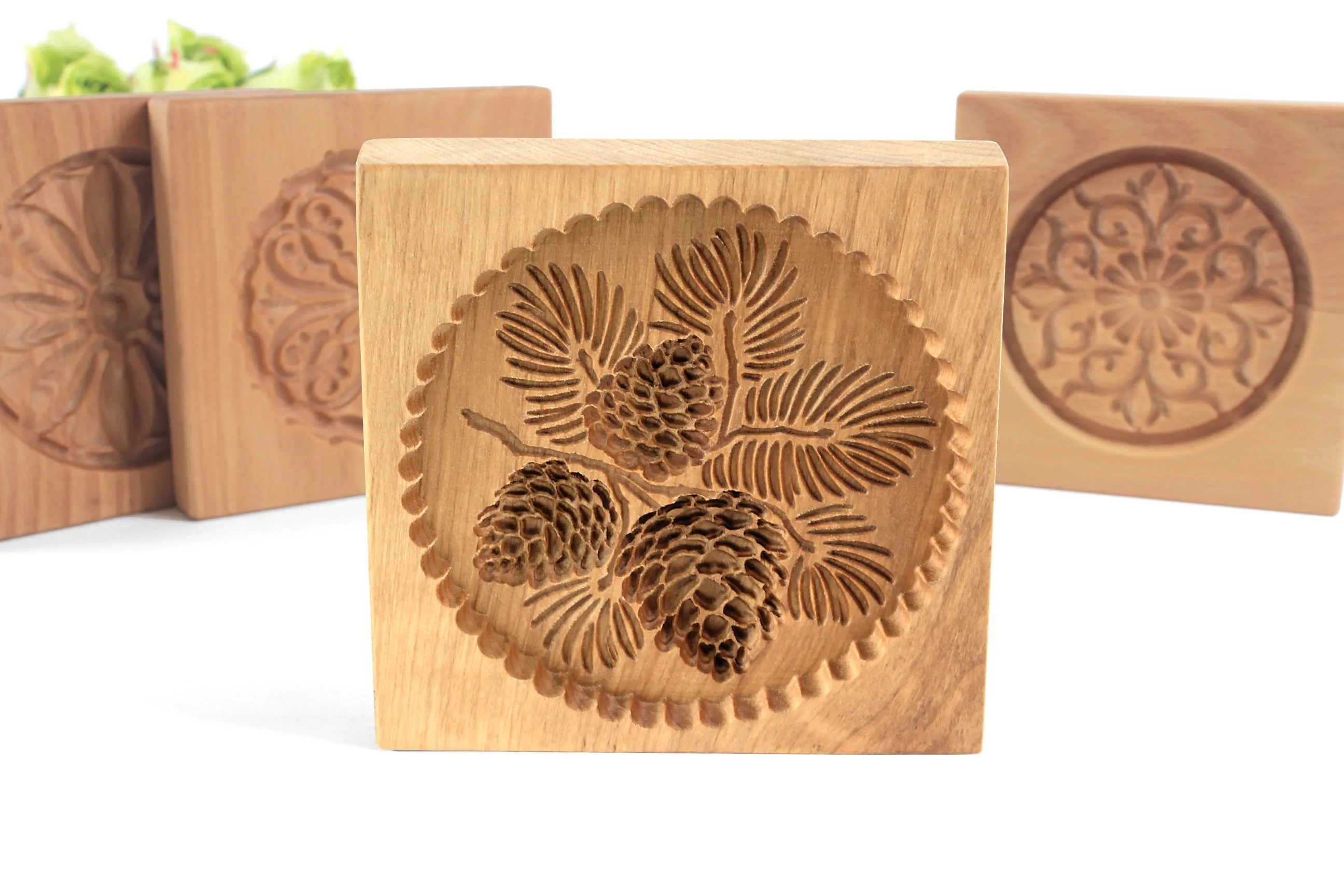 Cookie Mold, Pine Cones Springerle Mold, Wooden Cookie Embosser, Christmas Cookie Cutter, Gingerbread, Speculaas, Clay Mold, Gift