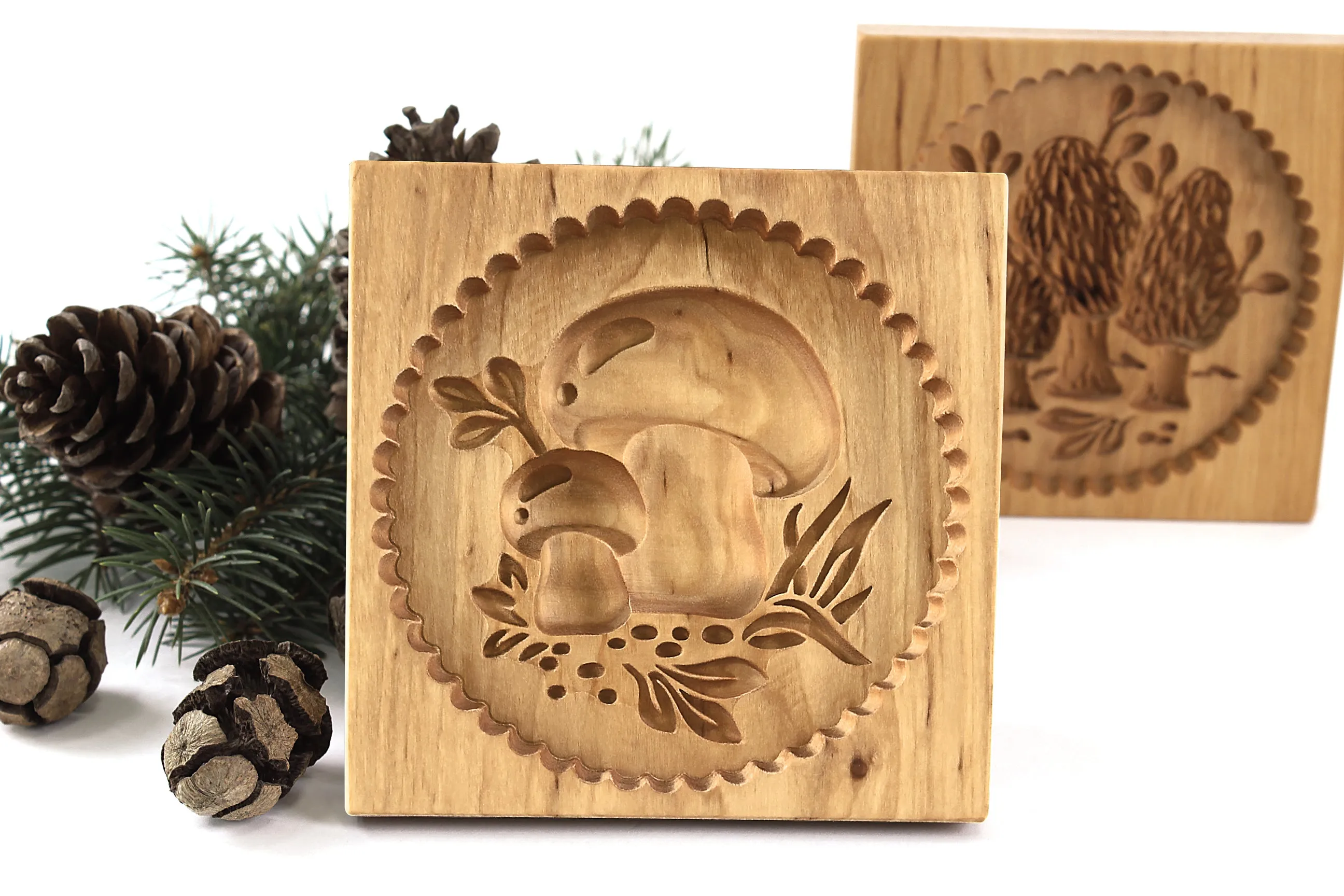 Cookie Mold, Porcini Mushrooms Springerle Mold, Wooden Cookie Embosser, Christmas Cookie Cutter, Gingerbread, Speculaas, Clay Mold, Christmas Gift