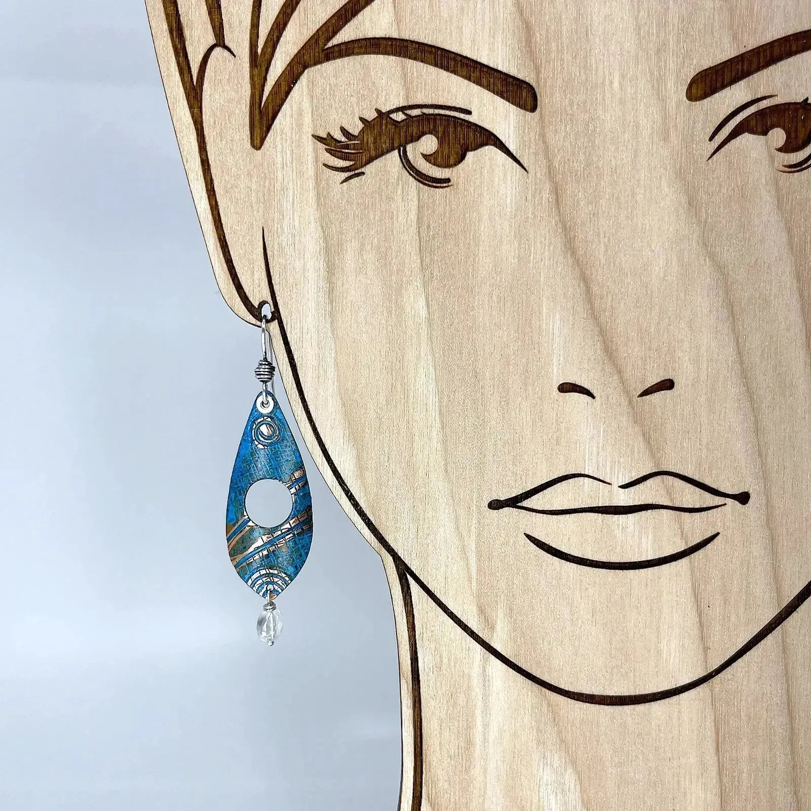 Copper Blue Patina and Sterling Earrings