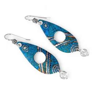 Copper Blue Patina and Sterling Earrings
