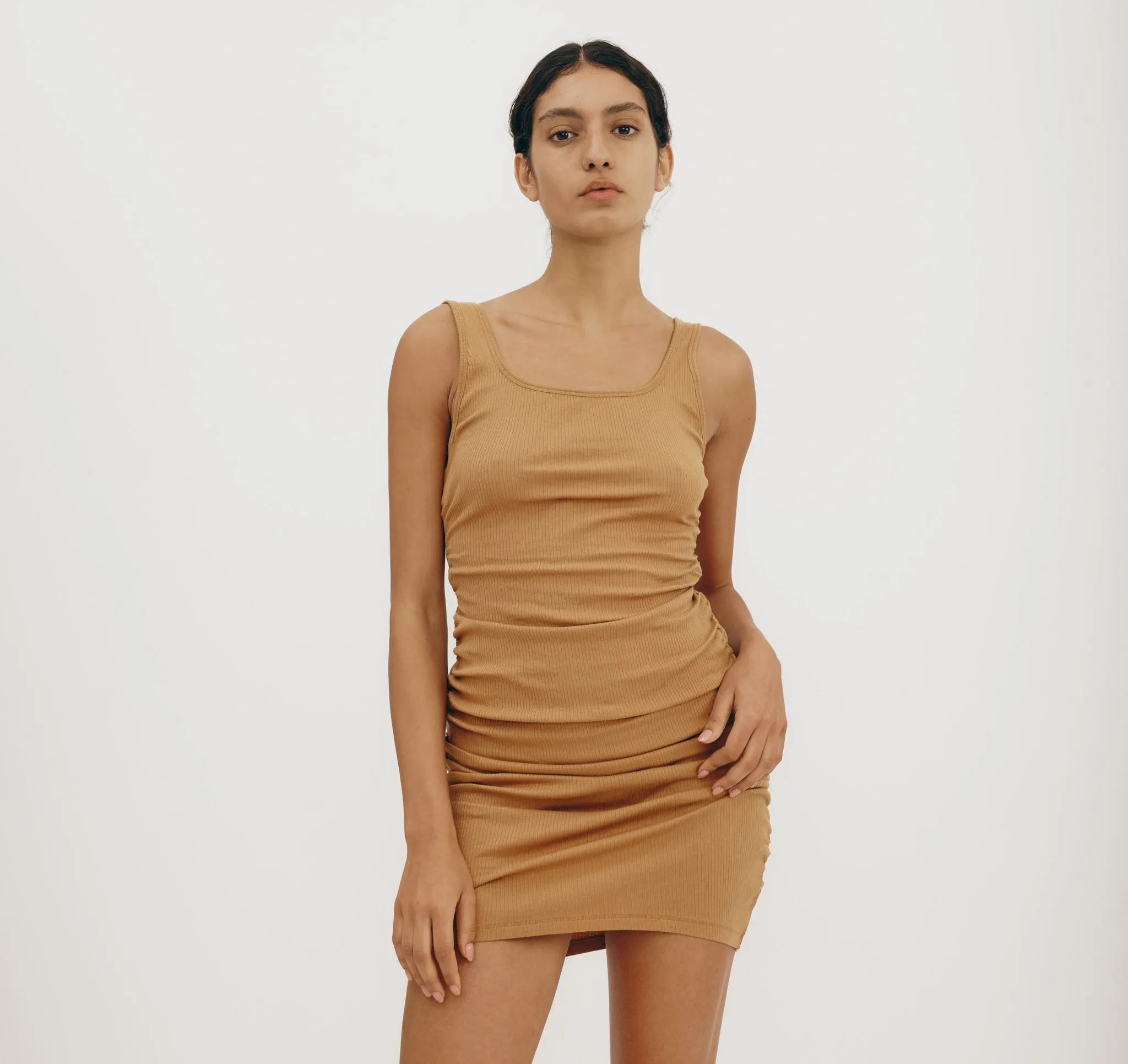 Core Bold Rib Ruched Side Dress