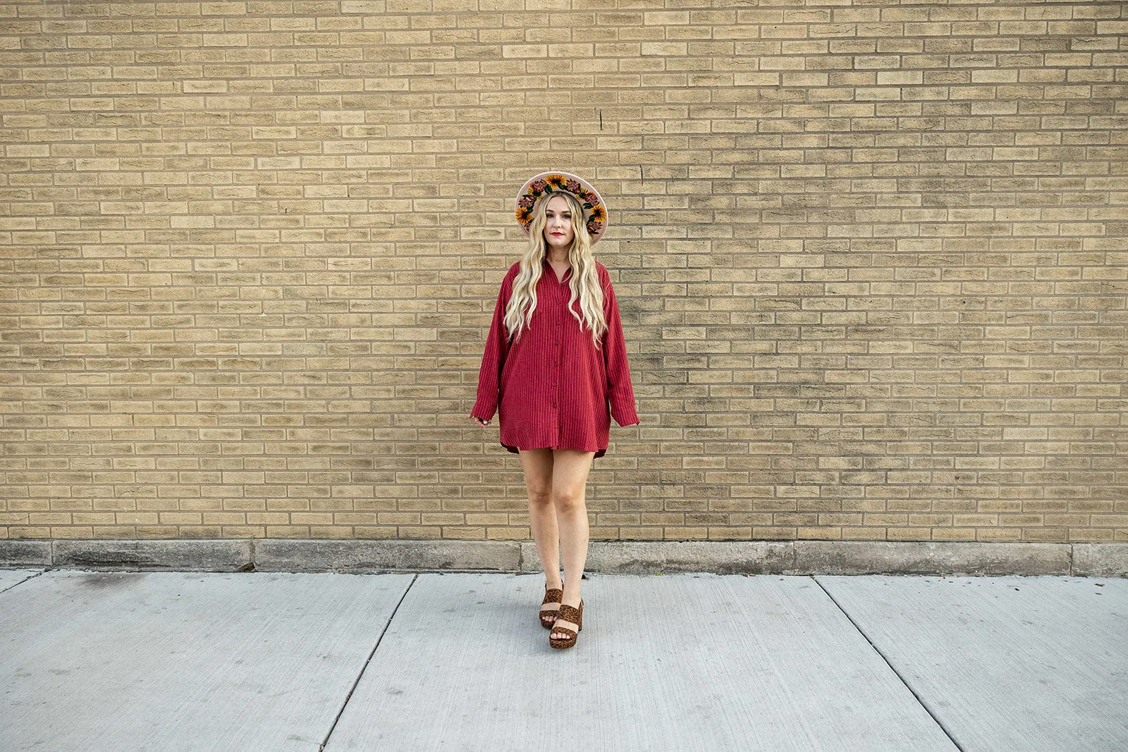 corinne button down in wine