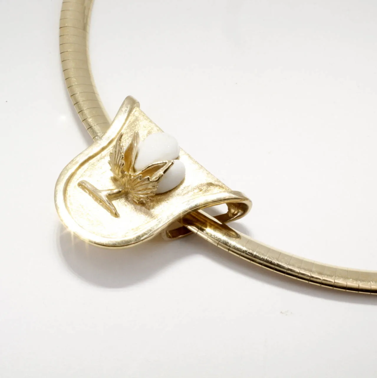 Cotton Boll Slide Necklace on 16" Omega Chain