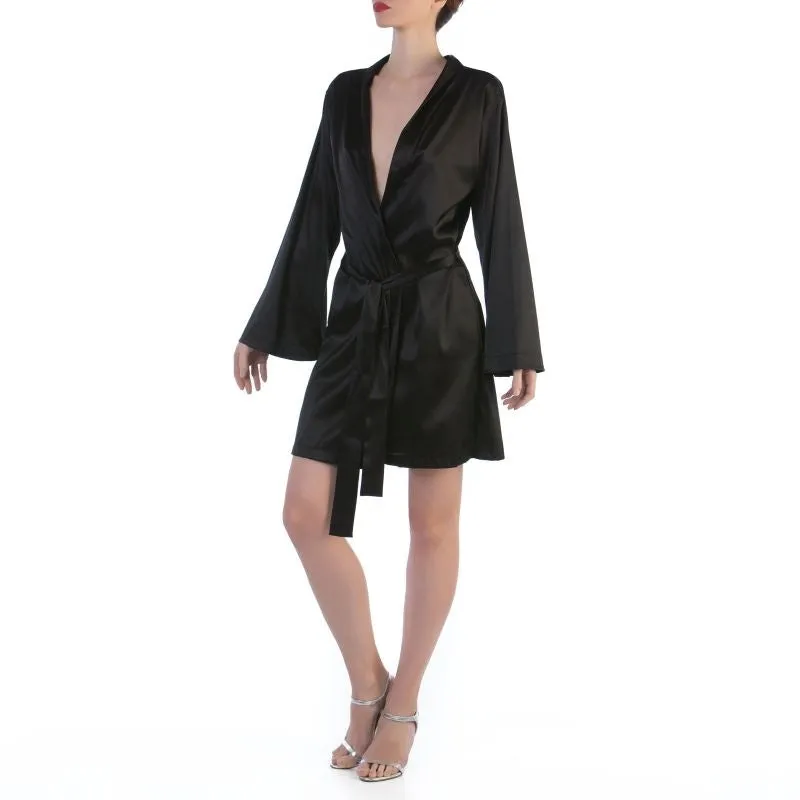 Cotton Club Intrepido Silk Robe - Black