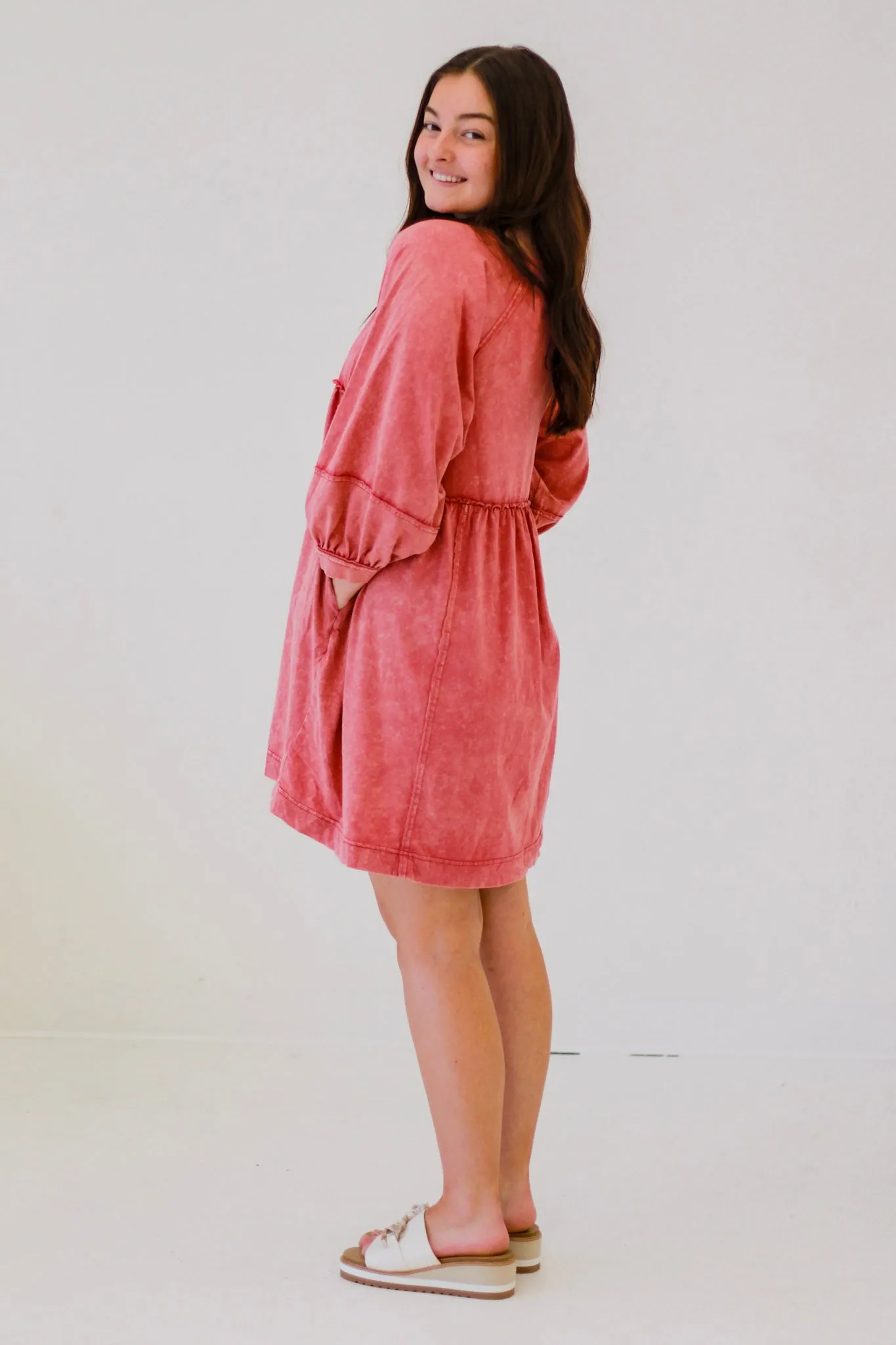 Counting on Spring Babydoll Dress in Rose