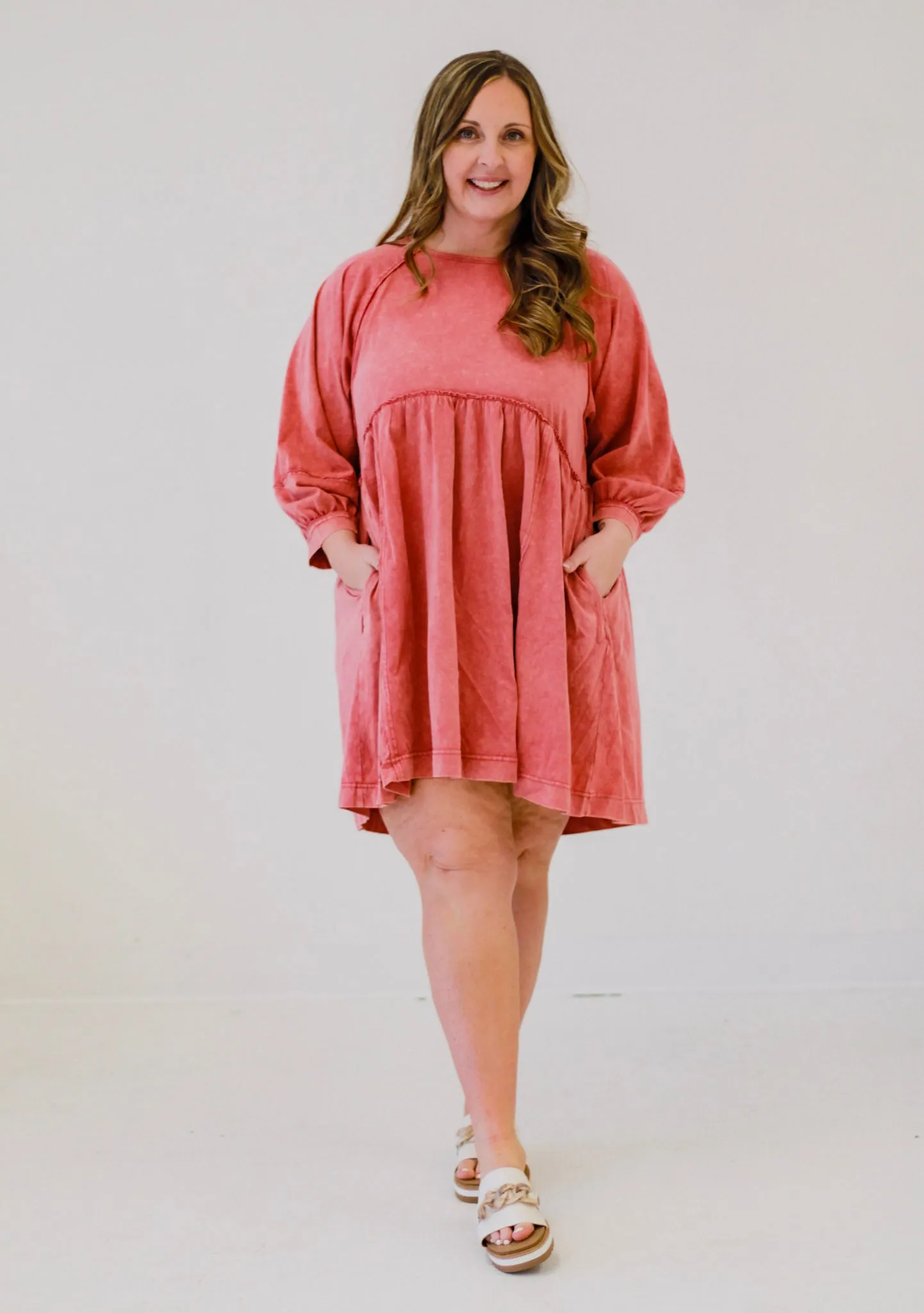 Counting on Spring Babydoll Dress in Rose