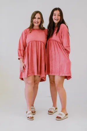 Counting on Spring Babydoll Dress in Rose