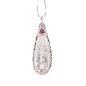 Covellite "Pink Fire" Quartz & Tourmaline Sterling Silver Handcrafted Gemstone Pendant