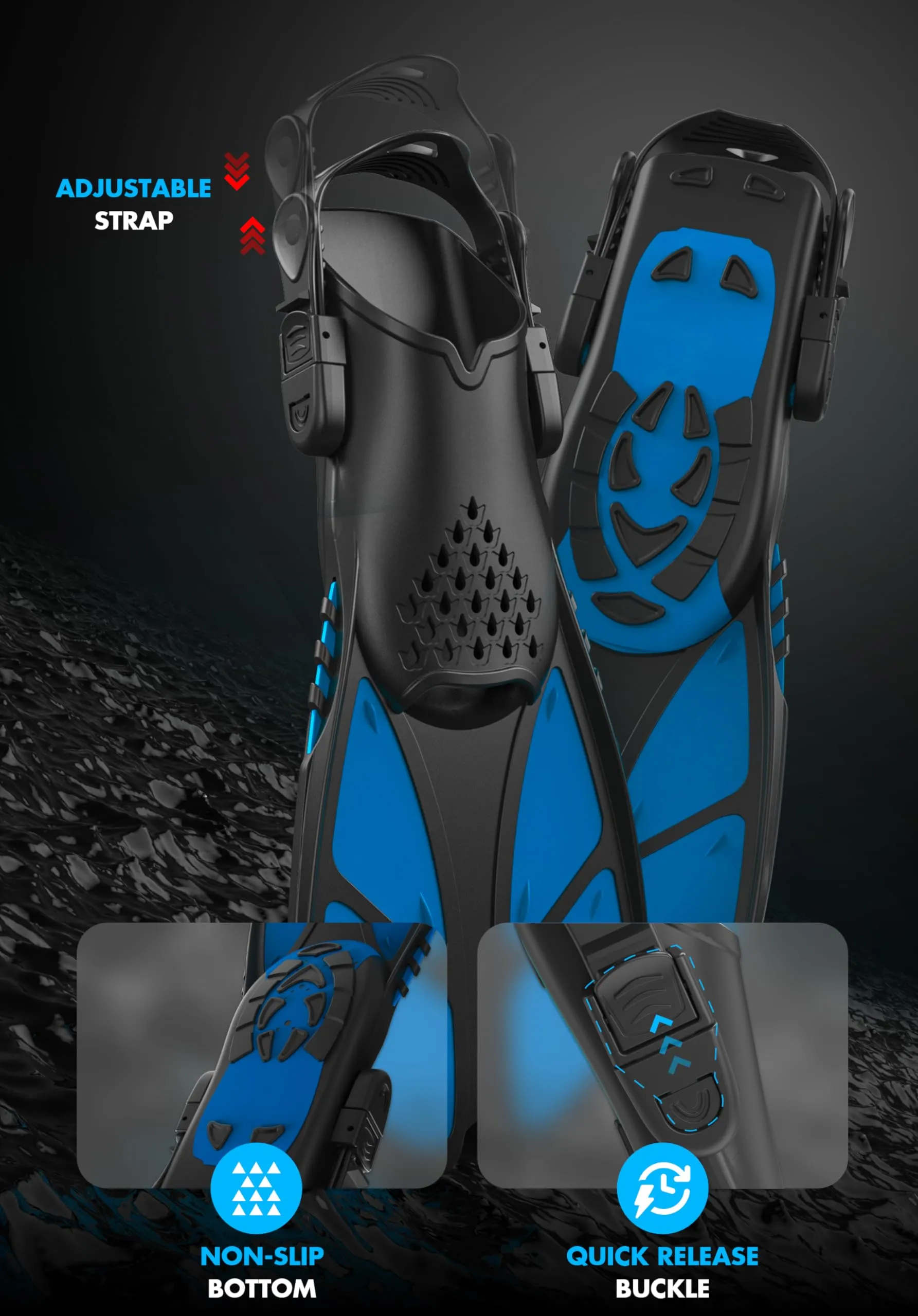 COZIA DESIGN Snorkeling Gear for Adults with Fins - Full Face Snorkel Mask and Swim Fins, 180° Panoramic View Snorkel Mask, Anti Fog and Anti Leak Adult Snorkel Set (Black)
