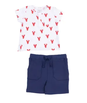 Crawfish Bamboo Pocket Henley and Shorts