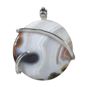 Crazy Lace Agate Handmade Stone Pendant Wrapped in Silver